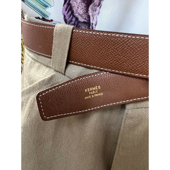 HERMES Womens Waist Belt Black Brown Textured Reversible H Buckle France M - Picture 3 of 12